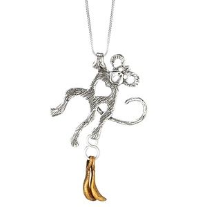 Silver monkey necklace